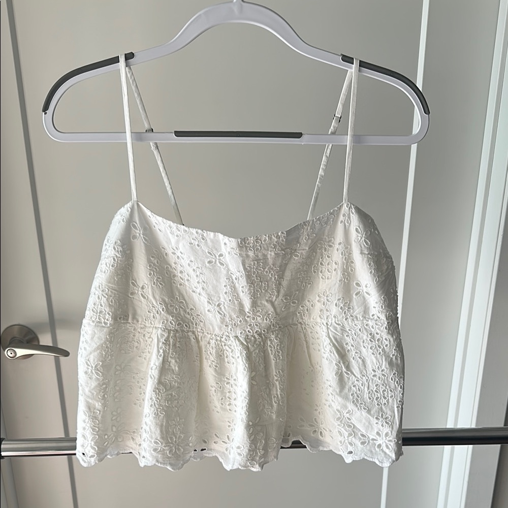 Abercrombie & Fitch White Sleeveless Crop Camisole